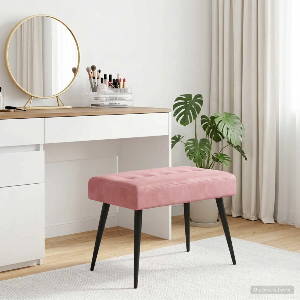 Panchina con bottoni imbottiti Rosa 60 x 40 x 45 cm Velluto 42038505