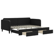 Divano letto | Sof¨¤ letto | Letto singolo Estraibile con Cassetti Nero 90x200 cm in Tessuto
