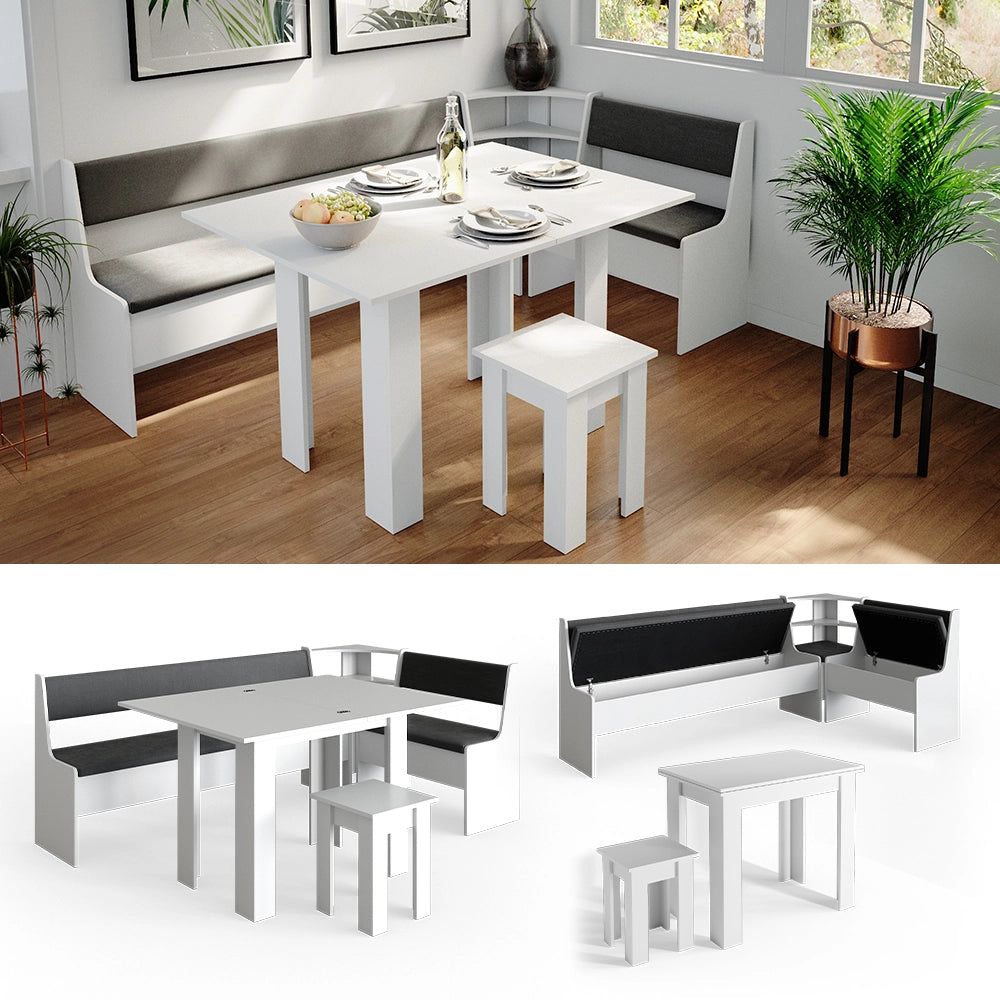 Vicco Gruppo panca ad angolo Bianco 210 x 41.5 cm con tavolo