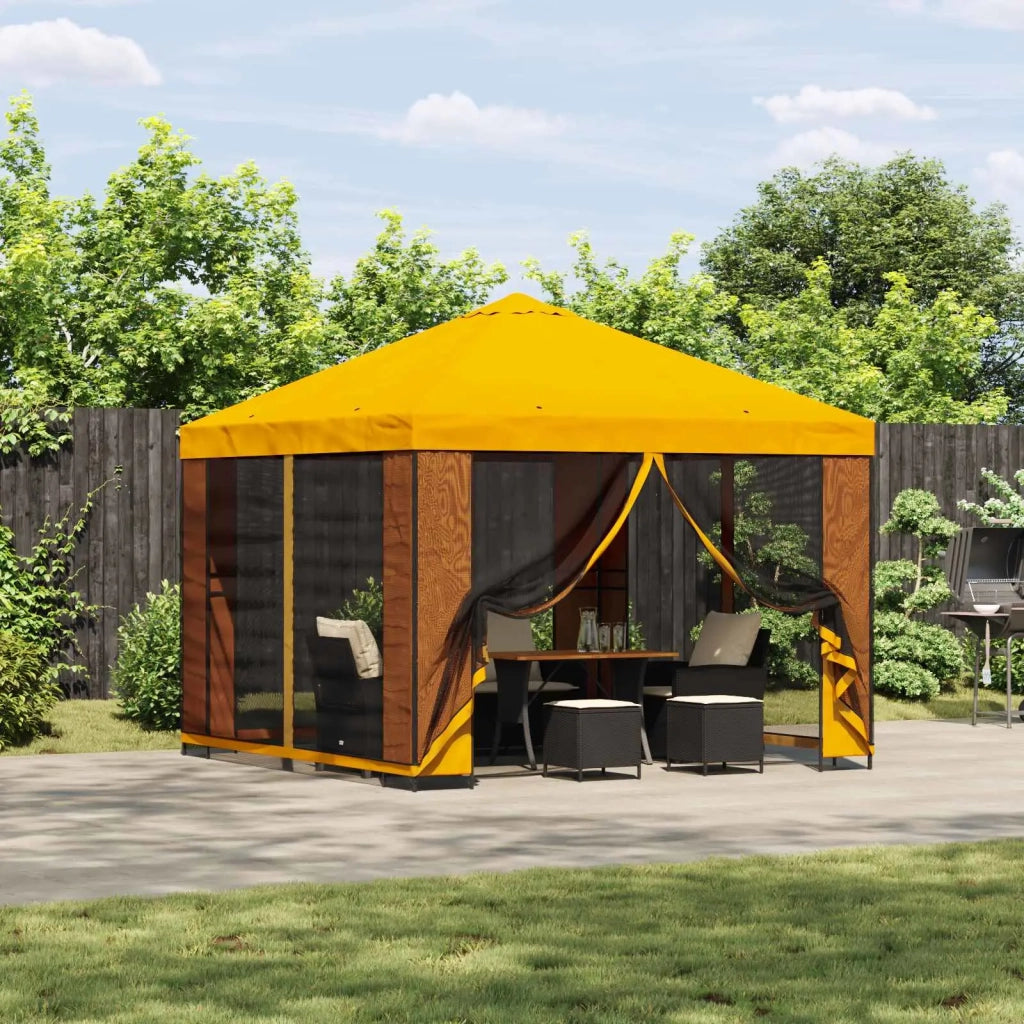 Gazebo 3 x 3 m Giallo Poliestere e Acciaio 190 900356