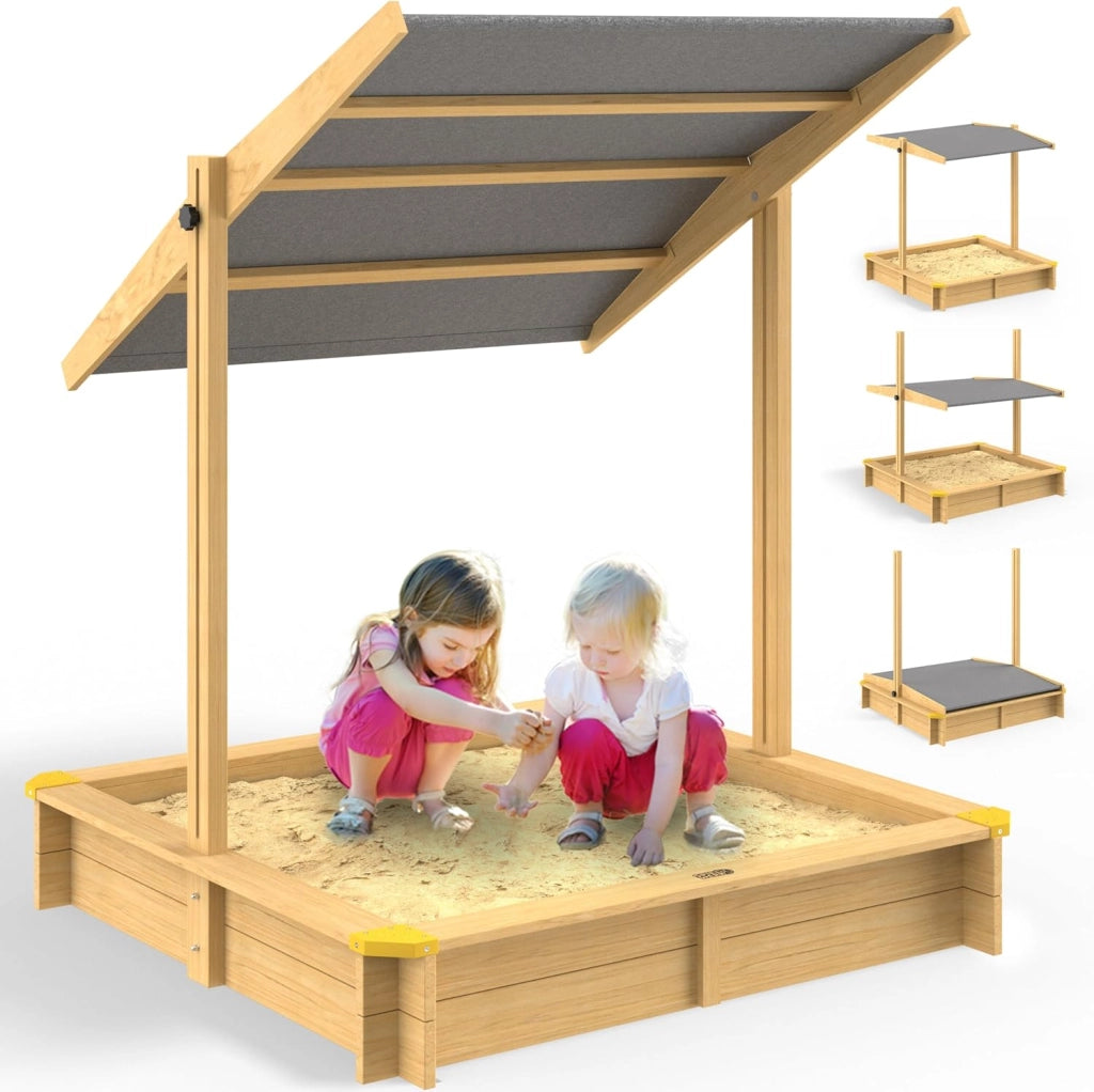 ® Sabbiera con Tetto 140x140cm Protezione UV 50 Legno Ecologico Sandbox per Bambini Gioco Esterno Playhouse