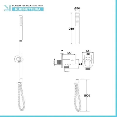 Set doccia nero opaco tondo con doccetta, presa acqua e flessibile