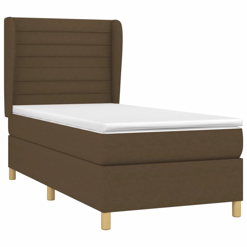 Giroletto a Molle con Materasso Marrone Scuro 100x200cm Tessuto 3128584