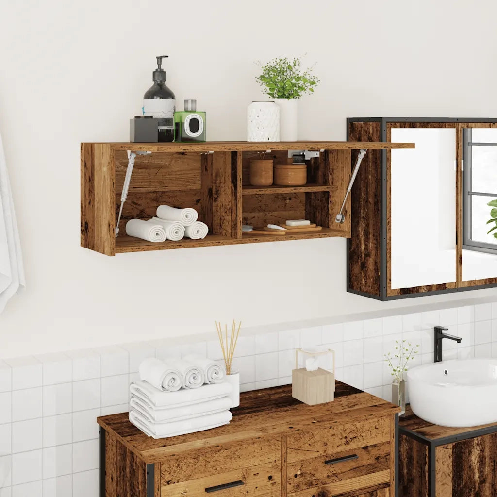 vidaXL Mobile da Bagno Legno Antico 80x25x30 cm in Truciolato