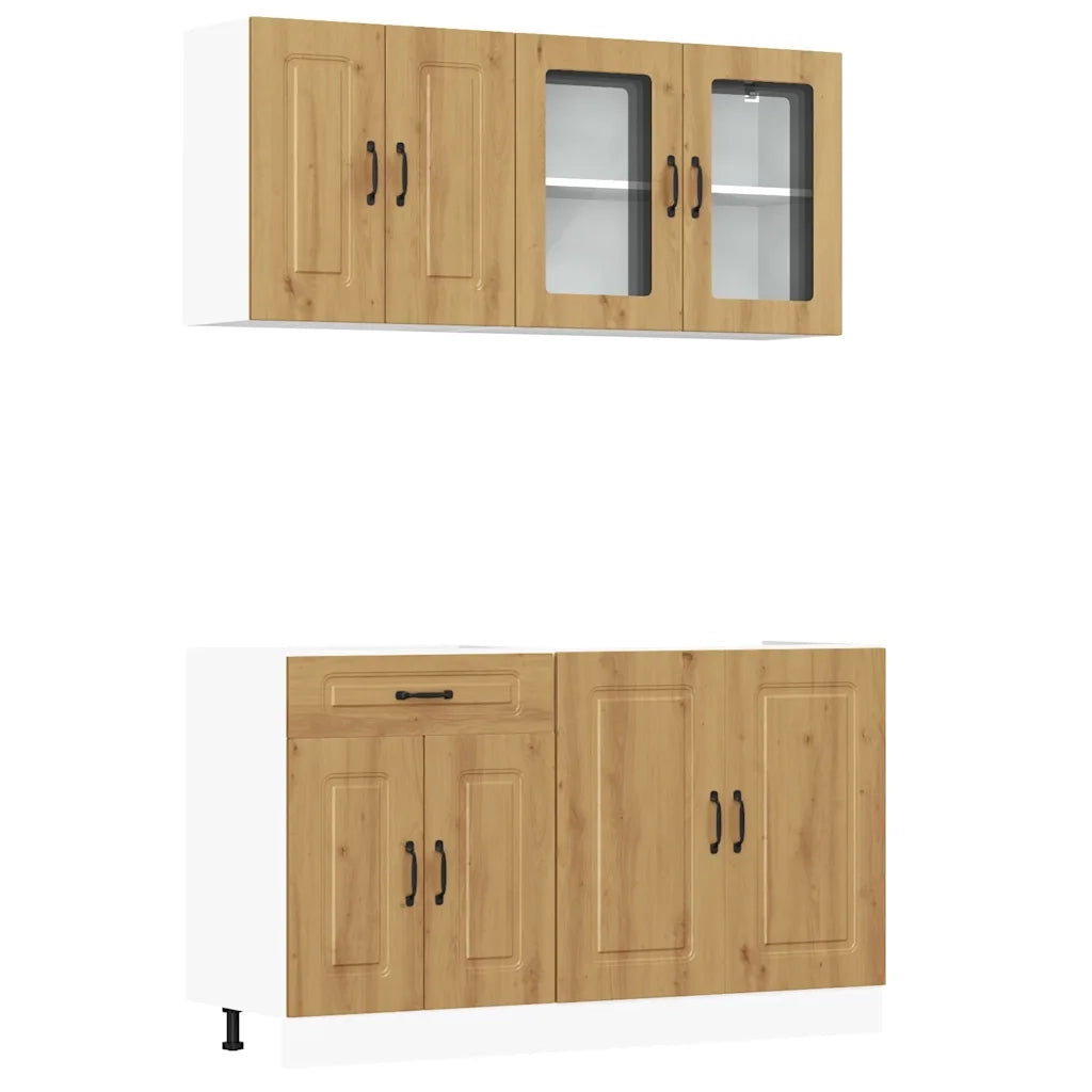 vidaXL Set Mobili da Cucina 4 pz Kalmar Rovere Artigianale Truciolato