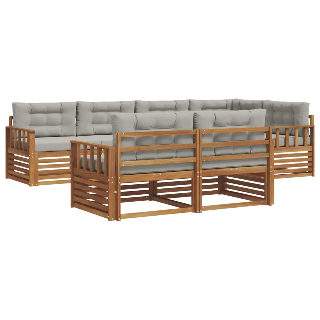 Set di divani da esterno 7 pcs Grigio Naturale e Chiaro