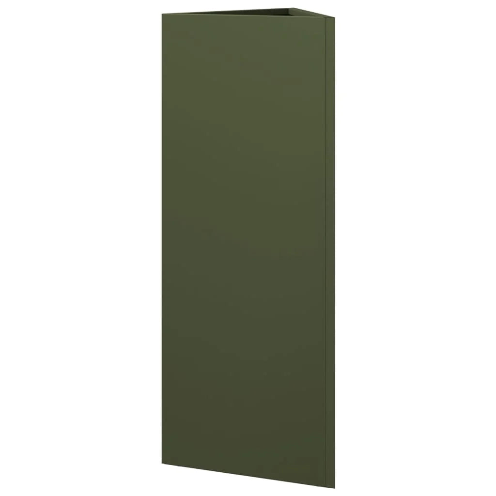 Fioriera rialzata per piante fiori terrazza giardino forma a oliva triangolare 30 x 26 x 75 cm acciaio verde 02_0038712