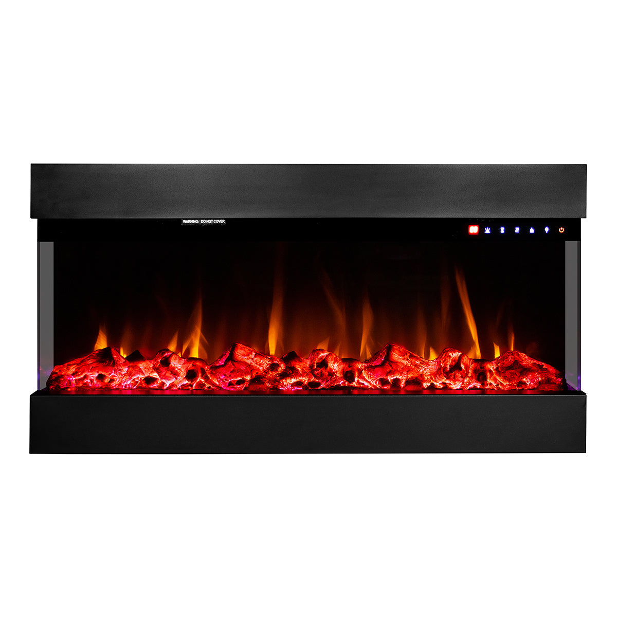 Camino Elettrico da Incasso 48,4x93x20 cm Effetto Fiamma 1500W Dalas Nero