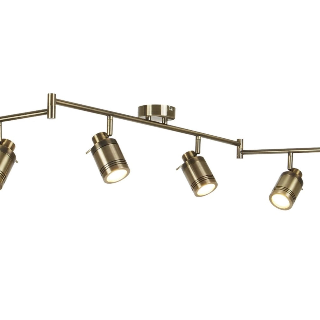 Plafoniera Contemporanea Sansone Acciaio Ottone Vetro 6 Luci Gu10