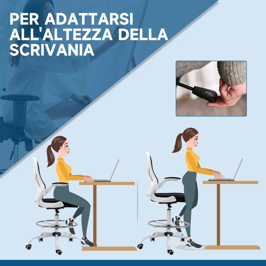Sedia da Ufficio Ergonomica ¨C Zephmum ¨C Tessuto Grigio 59x65x110-130 cm