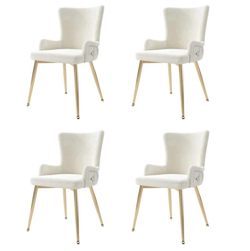 Set di 4 sedie in velluto beige con gambe in metallo e montaggio facile