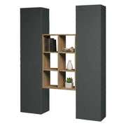 Madia Danila, Credenza 14 Ripiani Made in Italy, 40x30x180h cm Nero Antracite