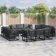 Set Divano da Giardino 13 pcs Nero Metallo