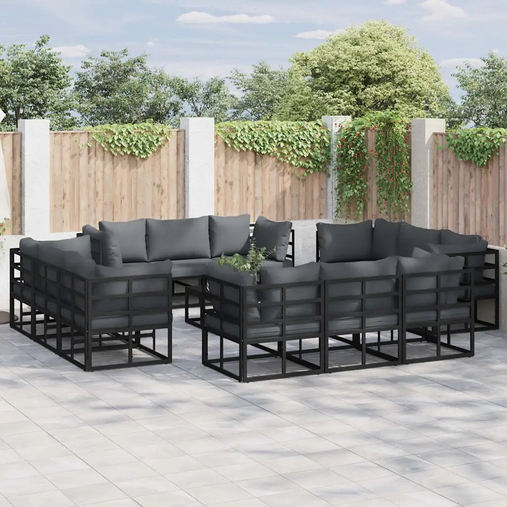 Set Divano da Giardino 13 pcs Nero Metallo