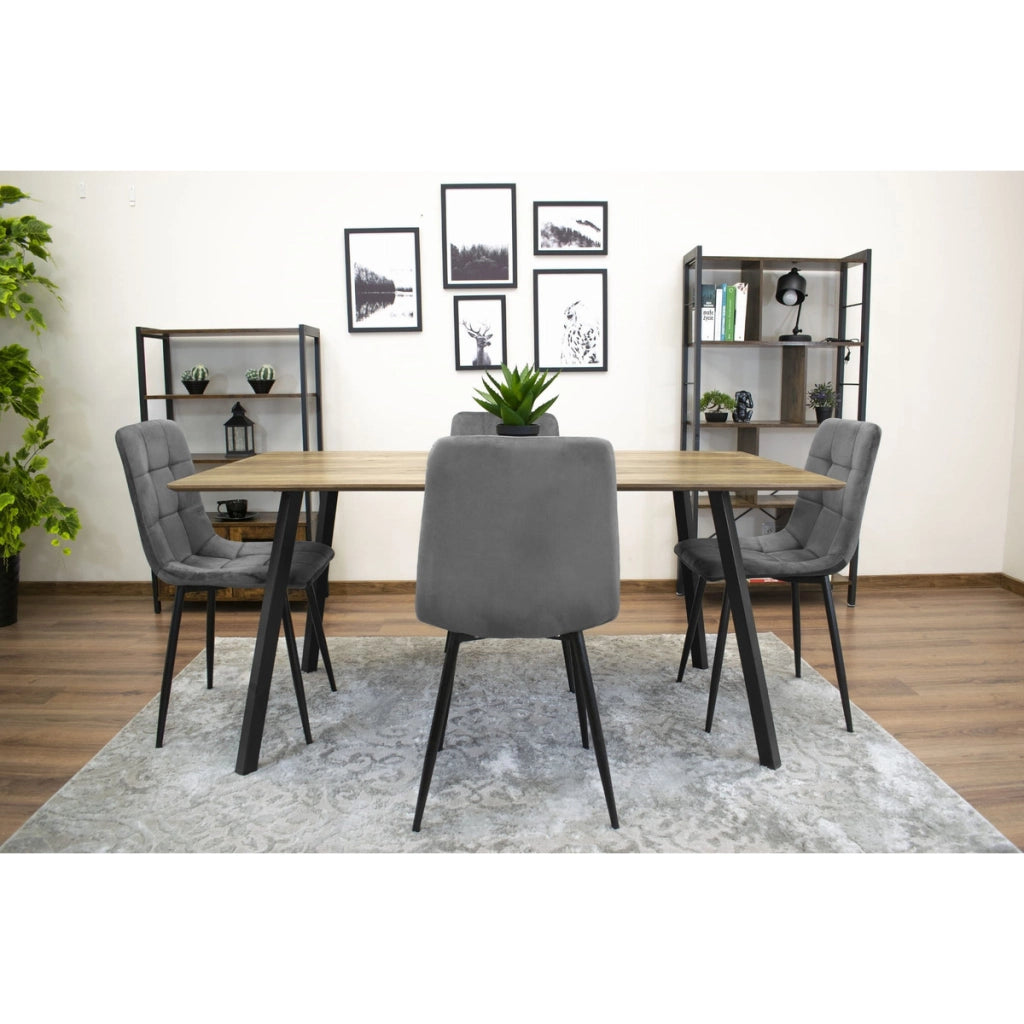 Set di 3 Sedie Kara in Velluto Grigio Antracite