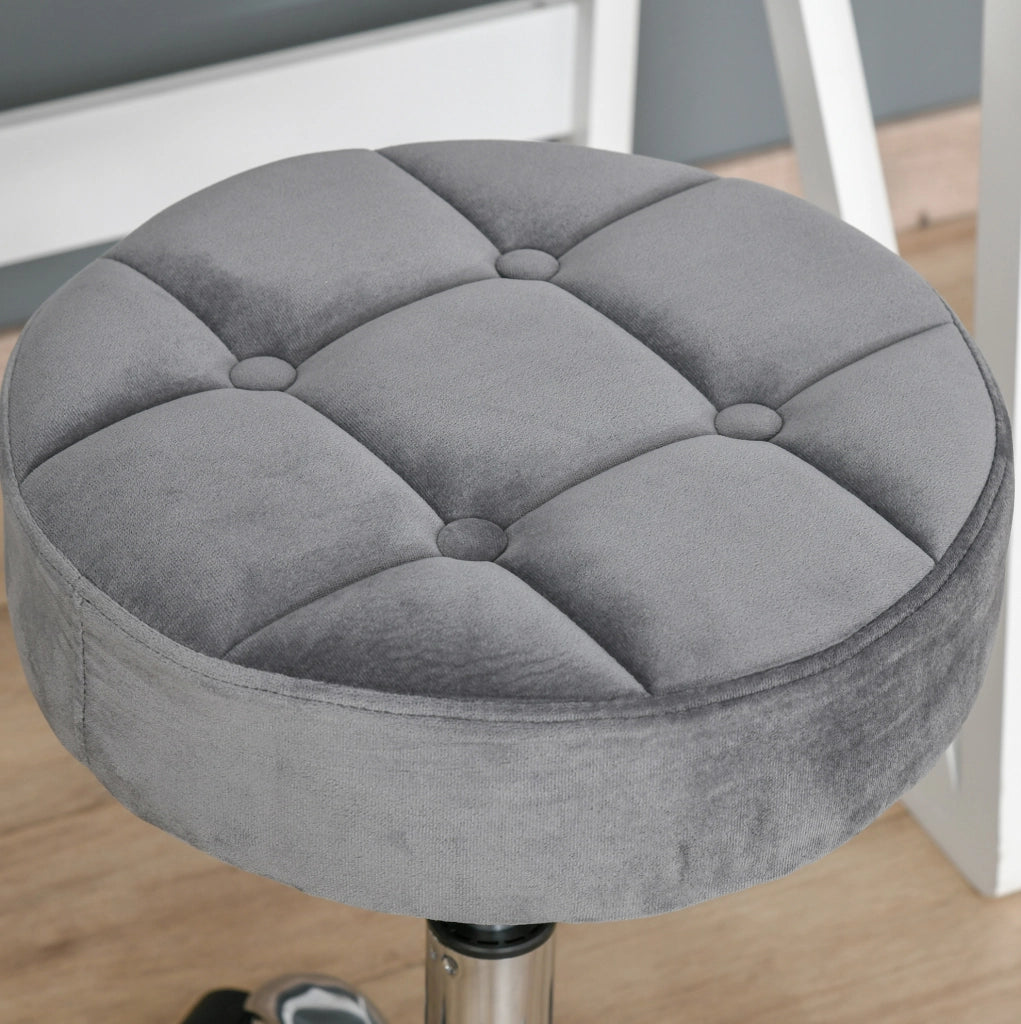Sgabello da salone girevole con ruote, grigio chiaro