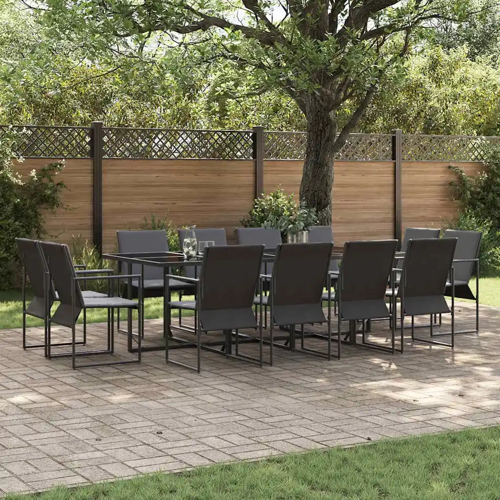Set da Pranzo per Giardino 13 pcs Nero Acciaio 3335870