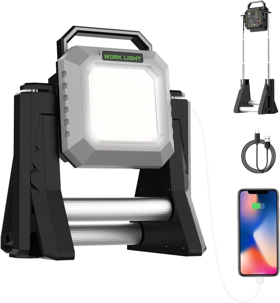 LUCE FARO A LED DA LAVORO TELESCOPICO CON SUPPORTO PER OFFICINE RICARICABILE