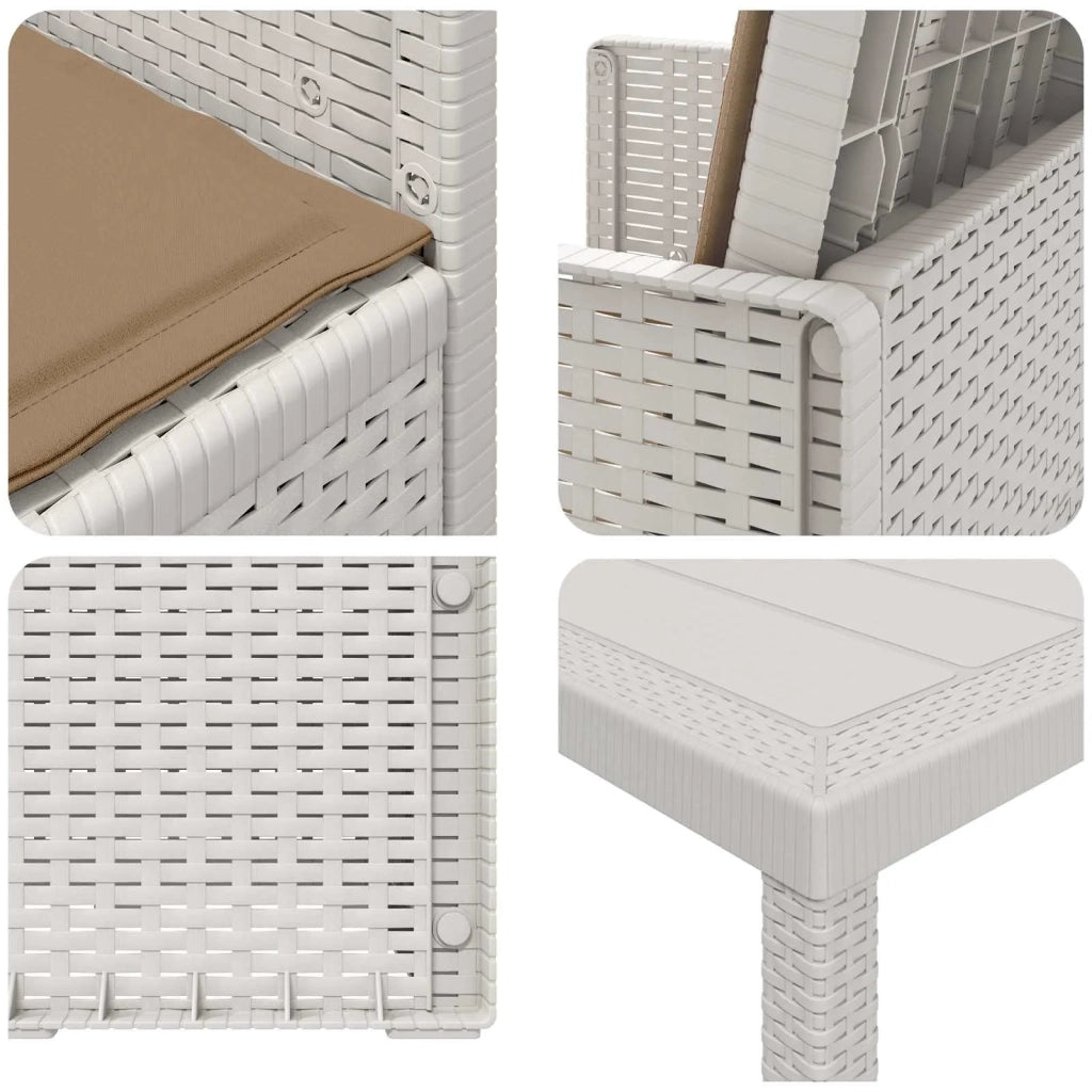 Set da Pranzo per Giardino 7 pcs Bianco e Tortora PP