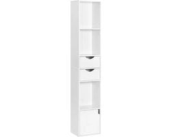 Cassettiere Luxe - Libreria - Cassettiera - Comodino - 6 Pannelli - 2 Lavelle - Legno - Bianco