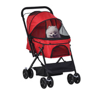 Passeggino per Cani Piccoli Pieghevole ¨C zephmum ¨C Rosso 76.5x52x95cm