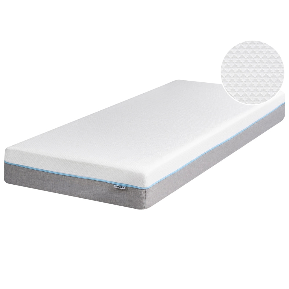 Materasso in Memory Foam Bianco con Tessuto Grigio Duro 80 x 200 cm