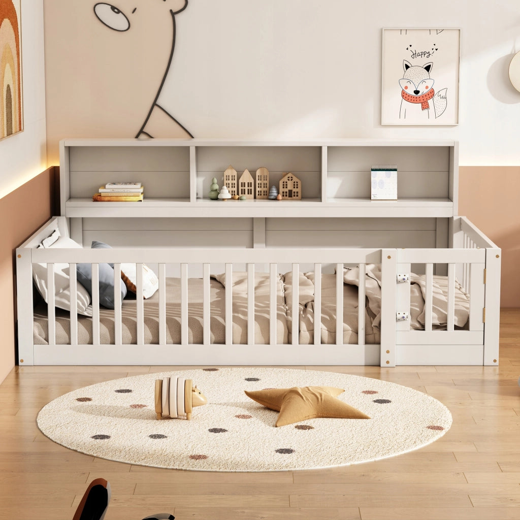 Letto a giorno in pino 90x200 bianco con contenitore - Xylo