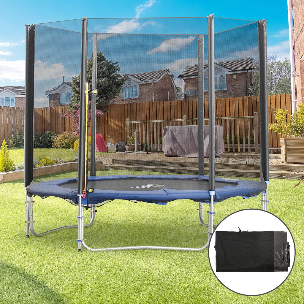 Trampolino da Giardino con Rete di Sicurezza ¨C zephmum ¨C Nero 244x180 cm