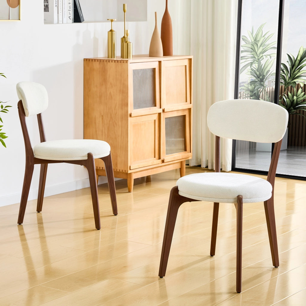 Set 2 Sedie da Pranzo in Tessuto di Lino Imbottite ¨C Xylo ¨C Stile Moderno, Beige
