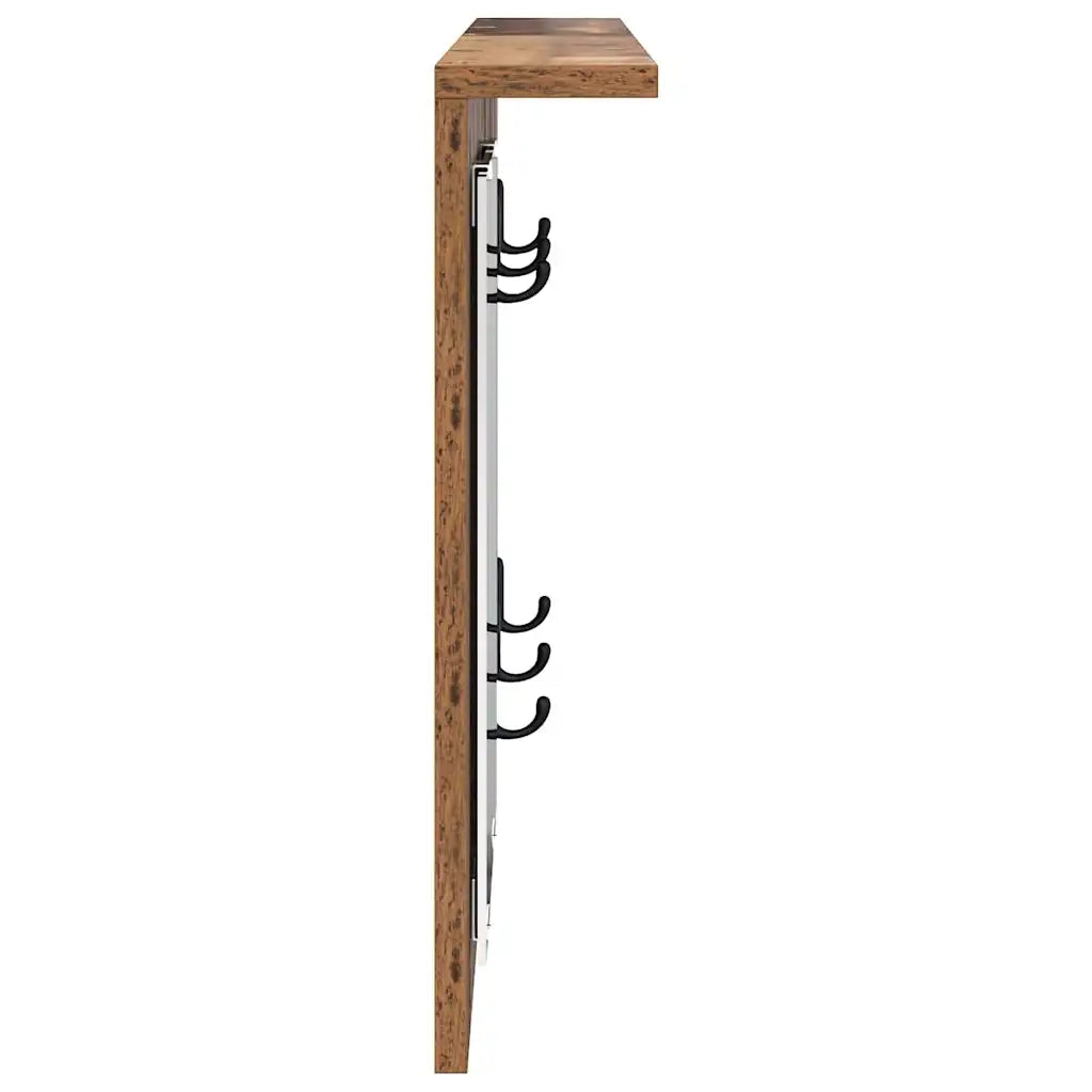 vidaXL Appendiabiti a muro con specchio Legno vecchio 85 x 10 x 45 cm