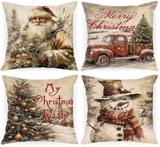 Set di cuscini da divano 40 x 40 cm da 4 pezzi - Decorazione per Natale - Cuscini da divano lussuosi - Plush - Adatto per bambini - Adatto per animali domestici - Chiusura a zip invisibile - Cuscini decorativi