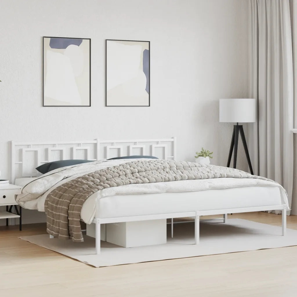 Giroletto con Testiera-Struttura Letto con testiera Metallo Bianco 200x200 cm 973242