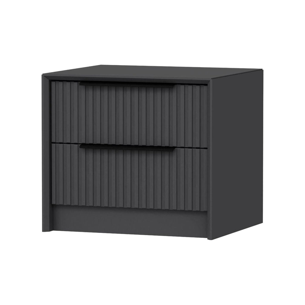 Moke, Comodino 2 Cassetti, 45x45x53h cm Nero Antracite