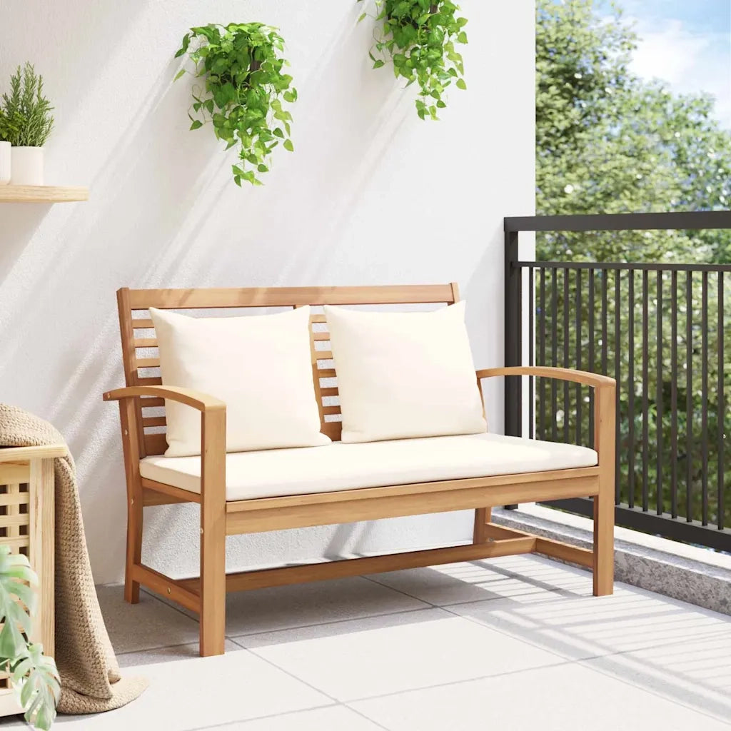 Sedia da giardino-Panchina Marrone e Crema 110 x 66 x 76 cm Legno di teak solido