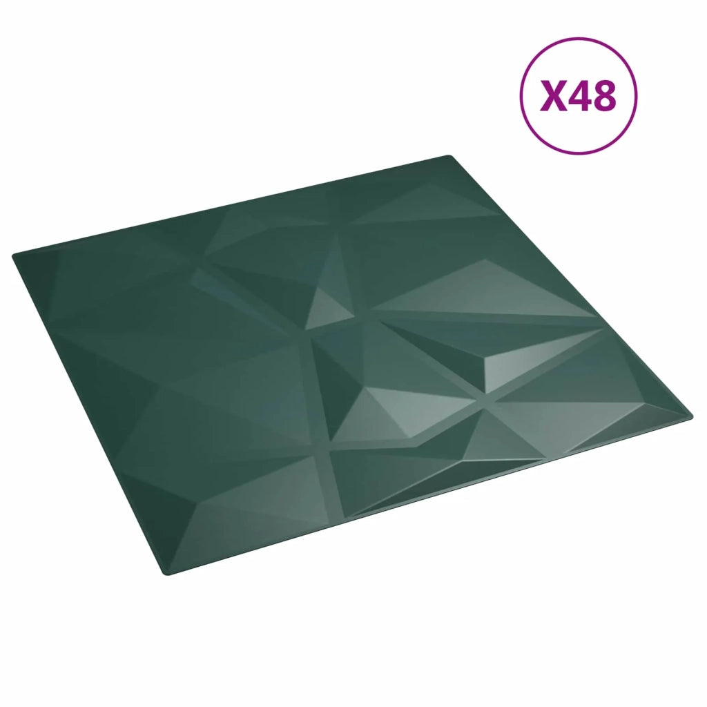 Pannelli da parete 48 pz 50 x 50 cm Verde Schiuma XPS 42046039