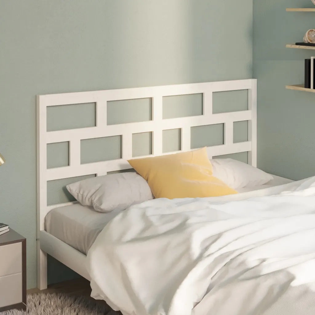 Testiera | Testata per Letto Bianca 146x4x100cm in Legno Massello di Pino