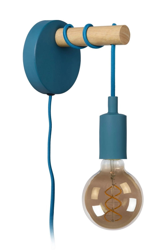 Applique Lucide Paulien blu/legno E27 60W 08227/01/35