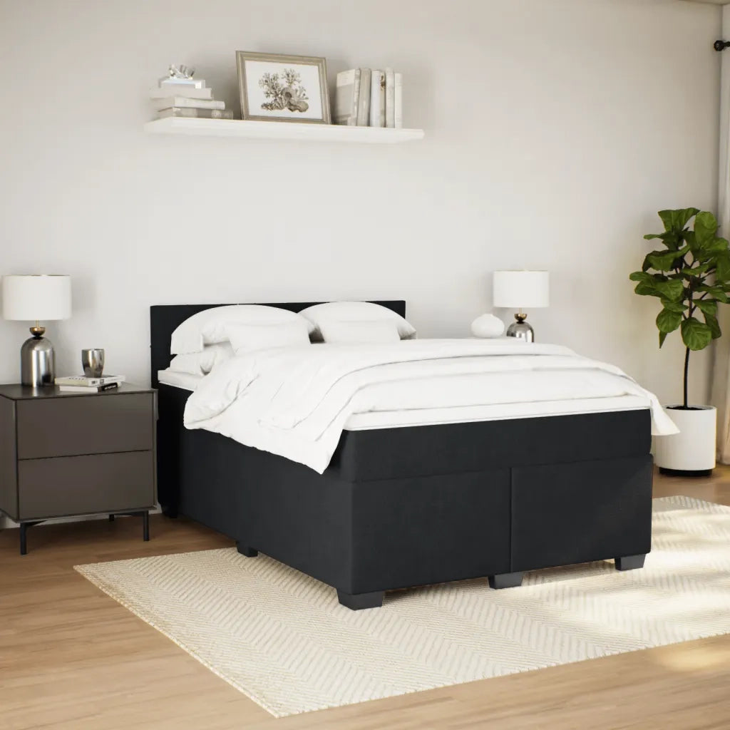 vidaXL Giroletto a Molle con Materasso Nero 160x200 cm in Velluto