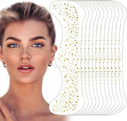 Decorazioni per il viso glitterate con punti di stella - 12 pezzi - Impermeabili e traspiranti - Giallo oro - Ideali per concerti, matrimoni e feste in piscina