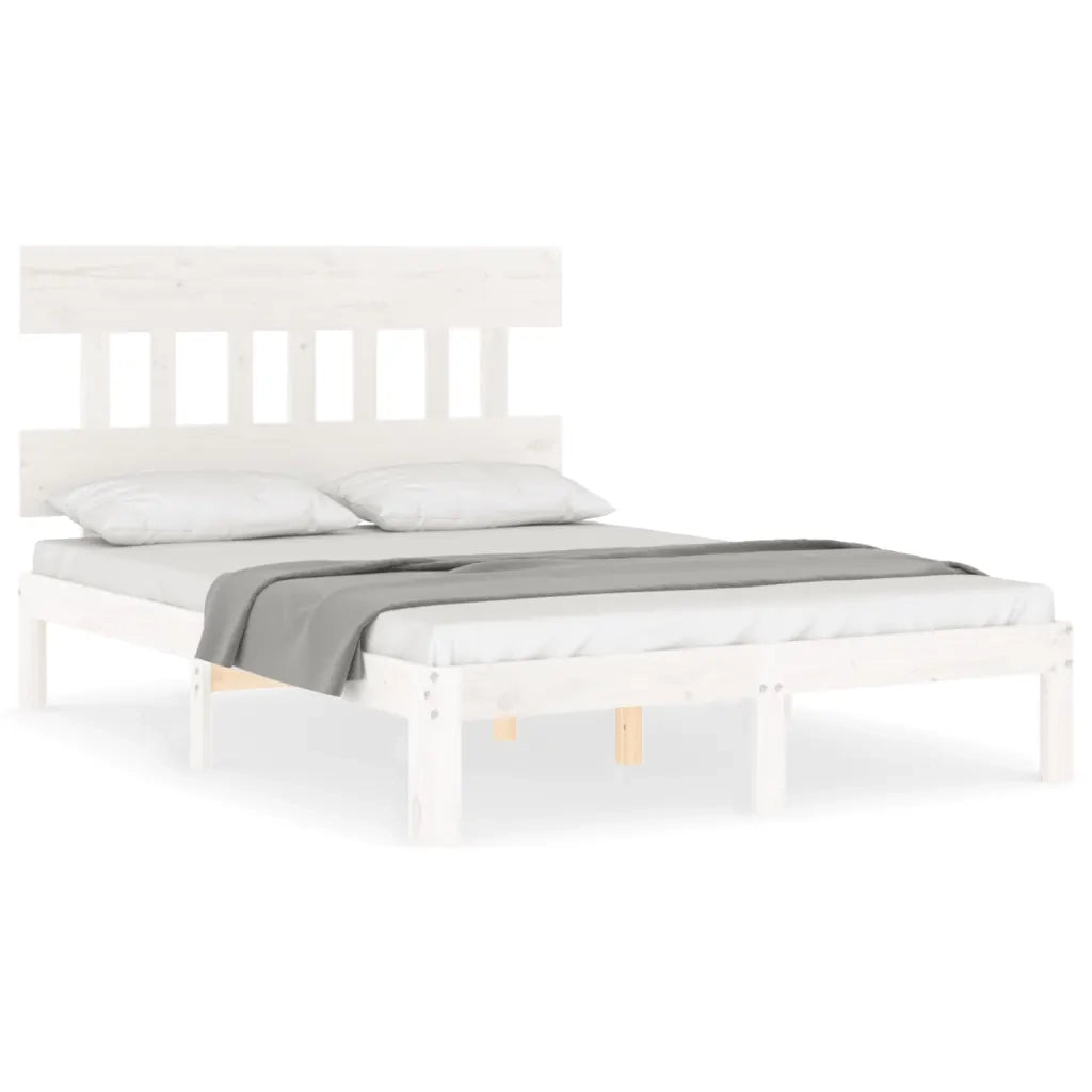 Letto matrimoniale | Letto per adulti | Letto senza Materasso Bianco 140x190 cm Legno Massello di Pino