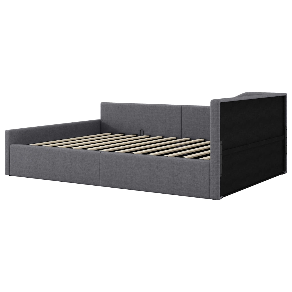 LETTO Imbottito con contenitore 140x200 cm Grigio
