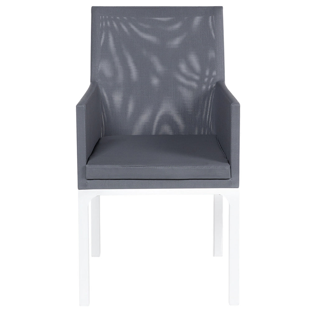 Set di 8 sedie da giardino grigio con base in alluminio bianco cuscini ad asciugatura rapida