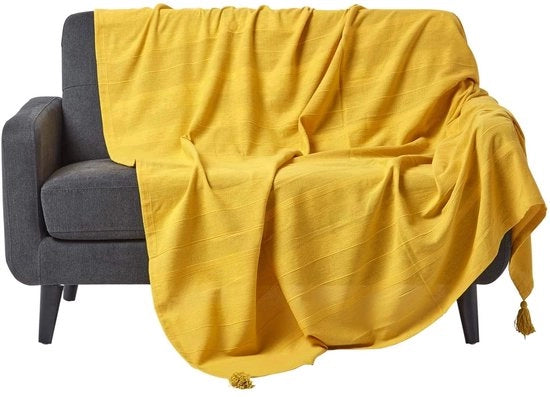Deken a mano con effetto rib - 100% cotone - 150 x 200 cm - Arancione mandarino