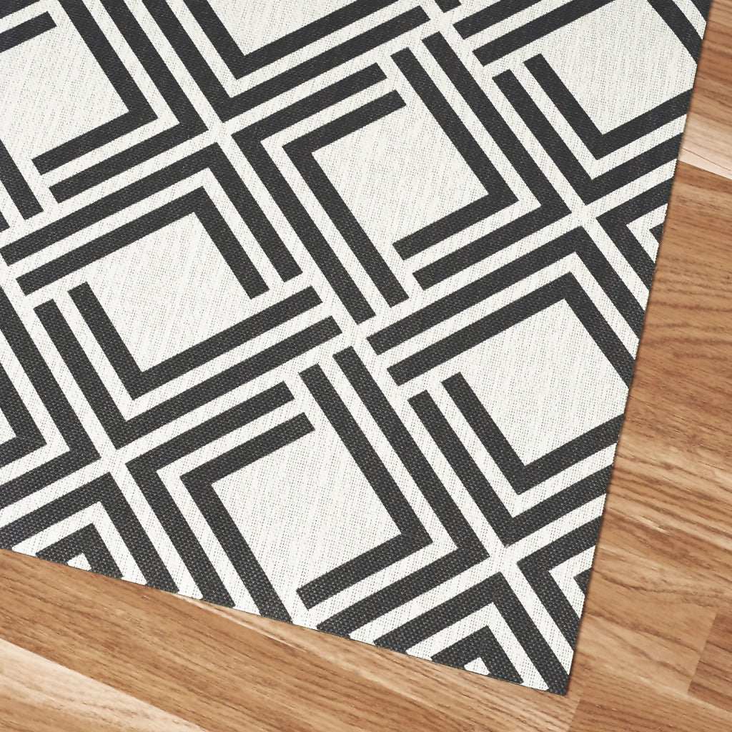 Tappeto vinilico di alta qualità geometrica nera 80x150