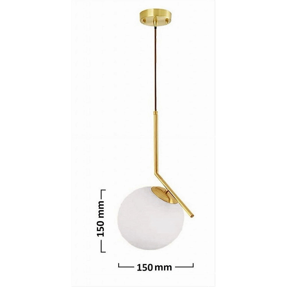 Trade Shop - Lampadario A Sospensione Attacco E27 Oro Con Sfera In Vetro Moderno Minimal 32828 -