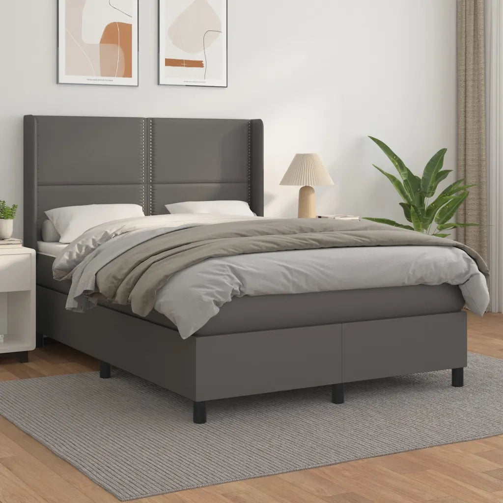 Giroletto a Molle con Materasso Grigio 140x200 cm in Similpelle 3128977