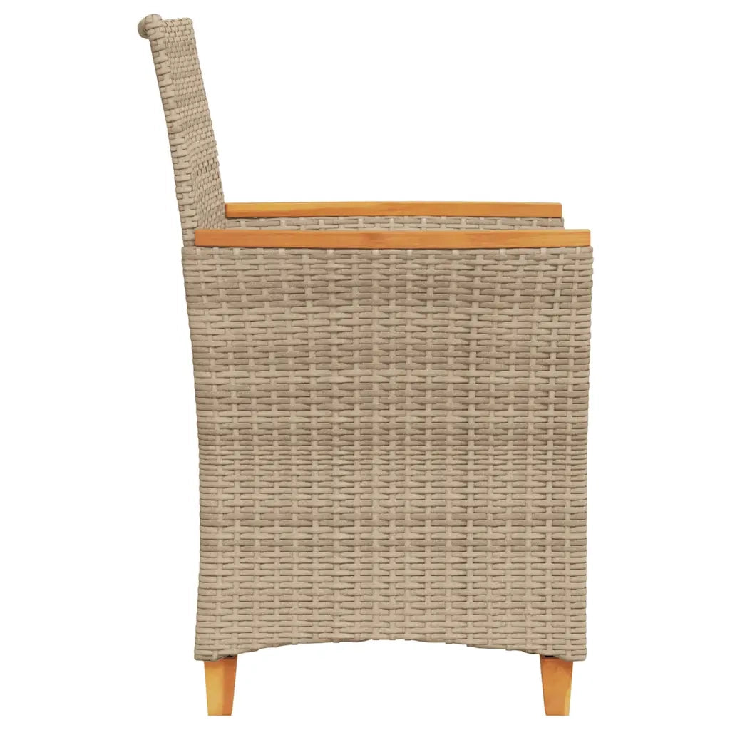Sedie Giardino con Cuscini 2 pz | Sedie da Esterno Beige Polyrattan Legno Massello