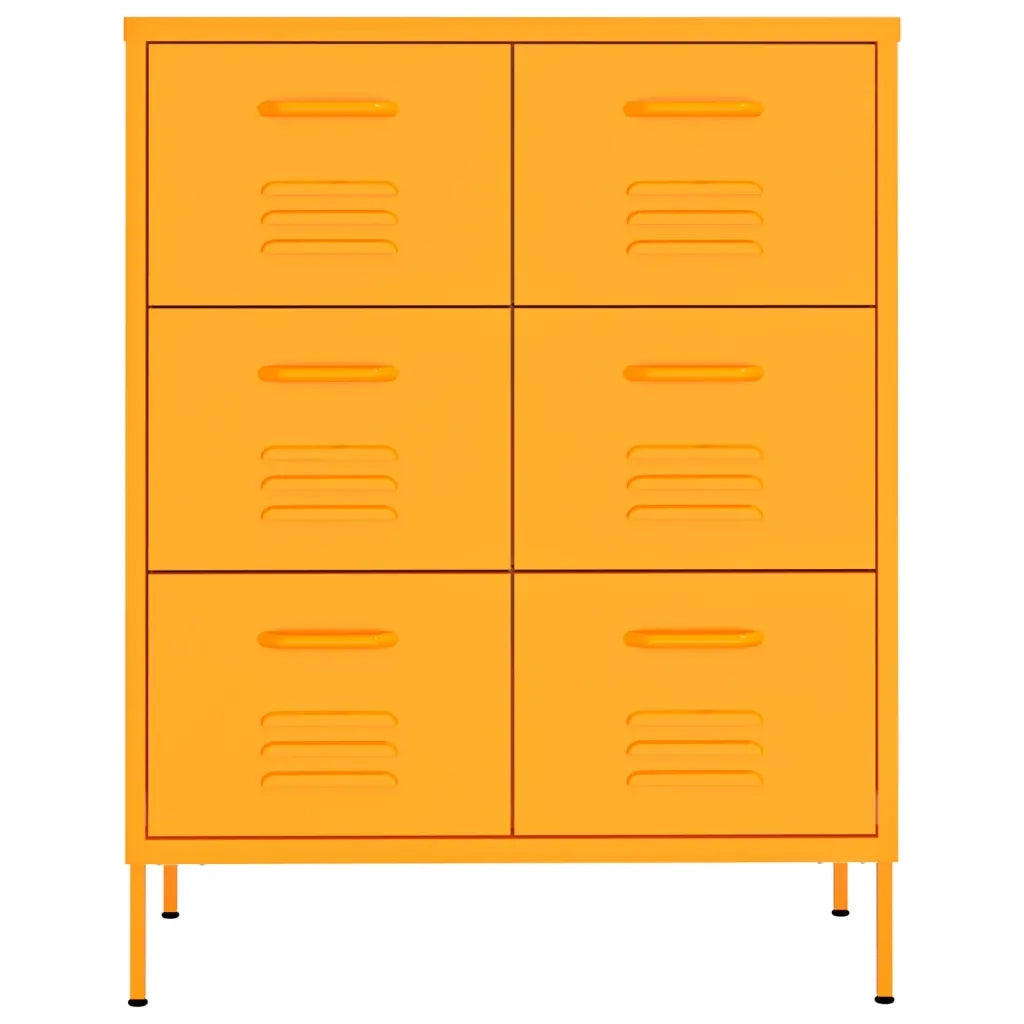 Cassettiera Giallo Senape 80x35x101,5 cm in Acciaio cod mxl 53348