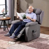 Poltrona reclinabile elettrica con massaggio e riscaldamento, porte USB, poggiapiedi, 86x94x105cm, Grigio