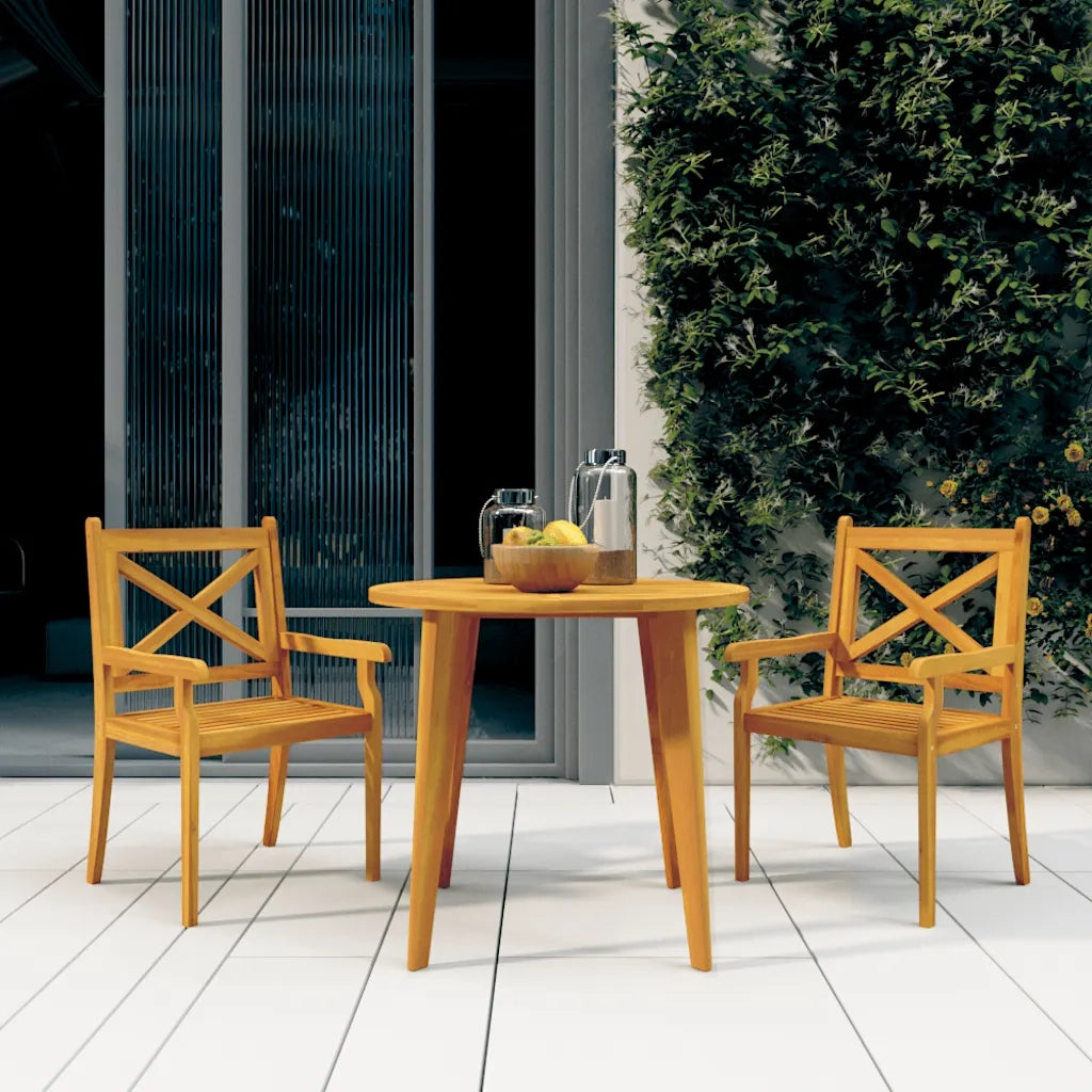 Sedie da Pranzo da Esterni 2 pz in Legno Massello di Acacia cod mxl 16842